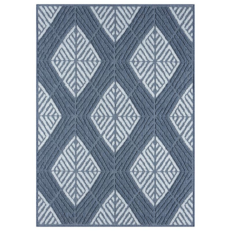 Terra by Obeetee Nimes Diamond Mirage Rug - Oxford Blue - 2'3'' x 3'3''