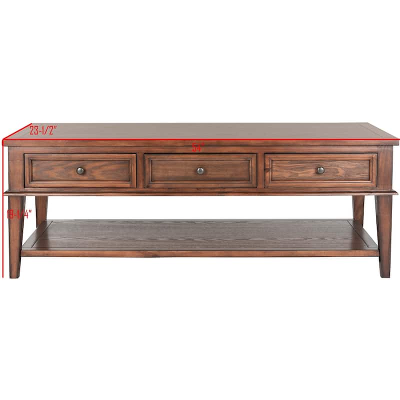 SAFAVIEH Manelin Sepia Traditional Rectangle Coffee Table - 54" x 23.6" x 19.3"