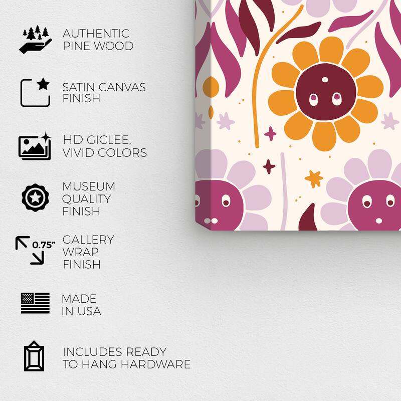 Wynwood Studio Canvas Floral and Botanical Floral Choice Purple and Apricot Modern & Contemporary Wall Art Canvas Print