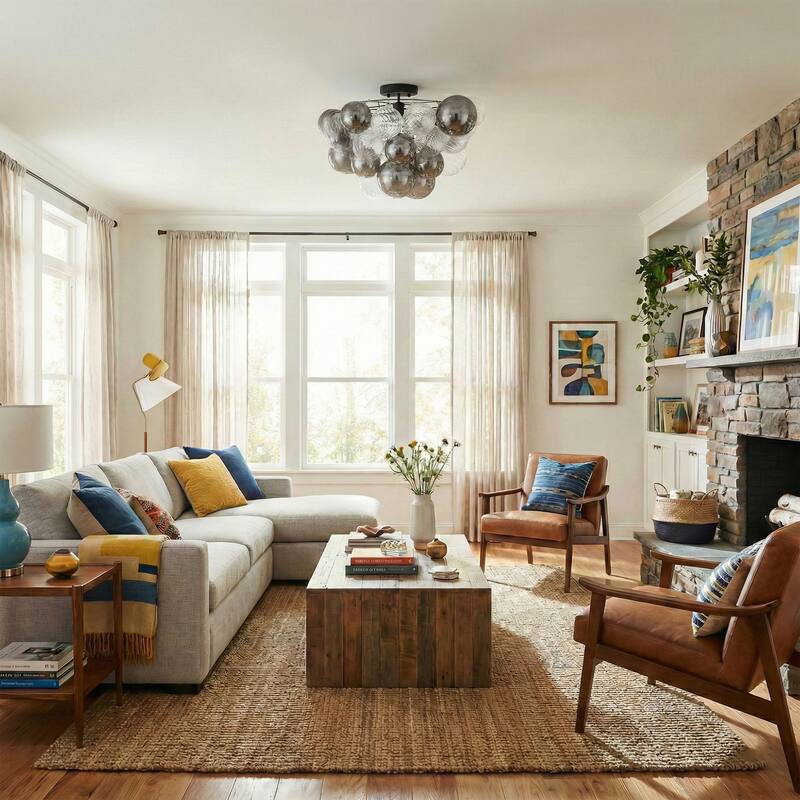 Eroile 1-light Modern Dimmable Glass Flush Mount Ceiling Lighting