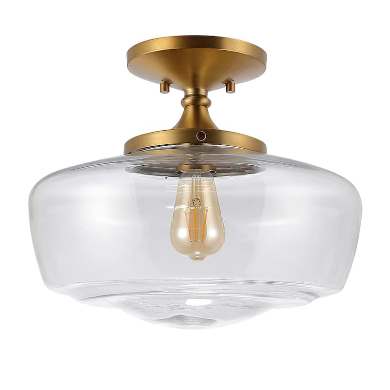 Gaines Glass/Iron Farmhouse Modern LED Flush Mount, by JONATHAN Y
