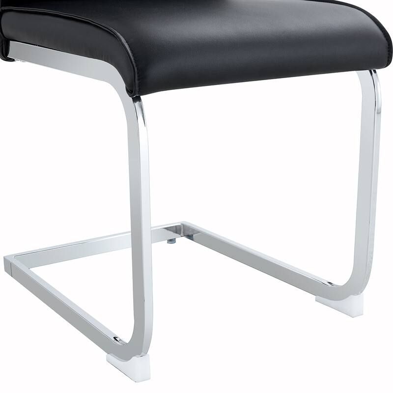 4PCS PU Dining Chairs With Silver Legs