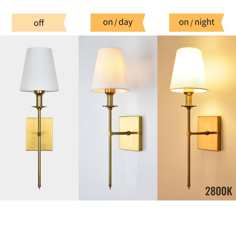 Starsky 1 - Light Industrial Wall Sconce Set with Tapered Fabric Shade (Sets of 2)