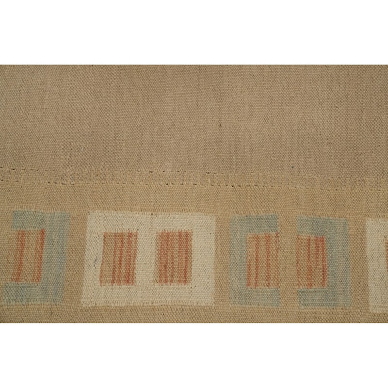 Hand Woven Oriental 100% Wool Carpet Southwestern Tribal Brown Kilim Area Rug - 11' 4'' X 7' 9''