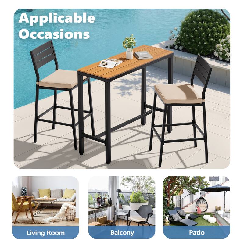 VredHom Outdoor Indoor Patio Rectangular Bar Table Pub Table