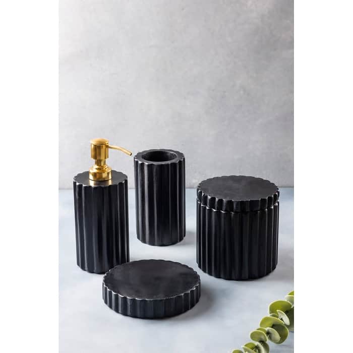 Roksana Black Marble Bath Accessories, Set of 4