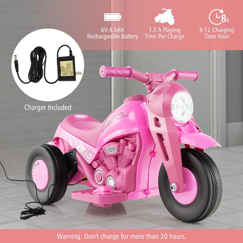 Gymax 6V Kids Bubble Car Electric Ride on Motorcycle w/ Music Button &