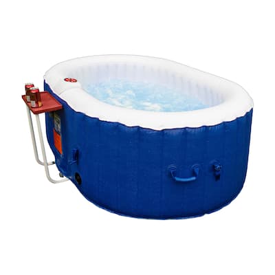 ALEKO Oval Inflatable Hot Tub With Drink Tray 2 Person Dark Blue
