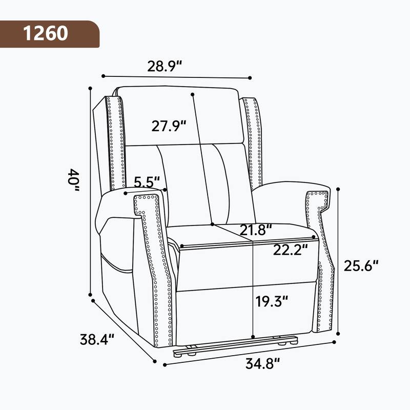 Faux Leather Recliner with 155 Degree Recline and 8 Vibration Nodes