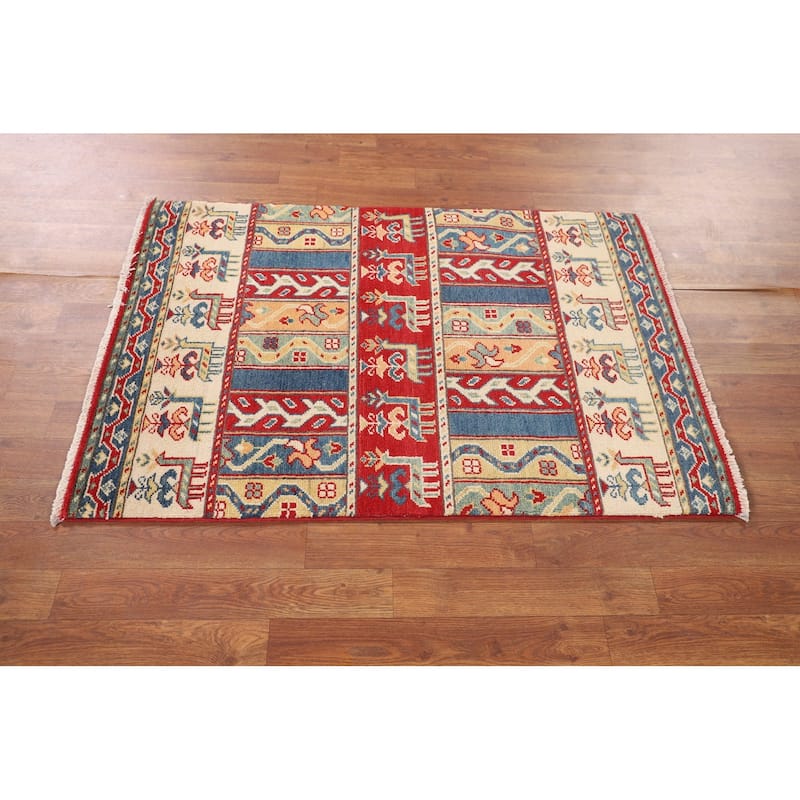 Animals Tribal Kazak Oriental Accent Rug Handmade Wool Carpet - 2'9" x 4'0"