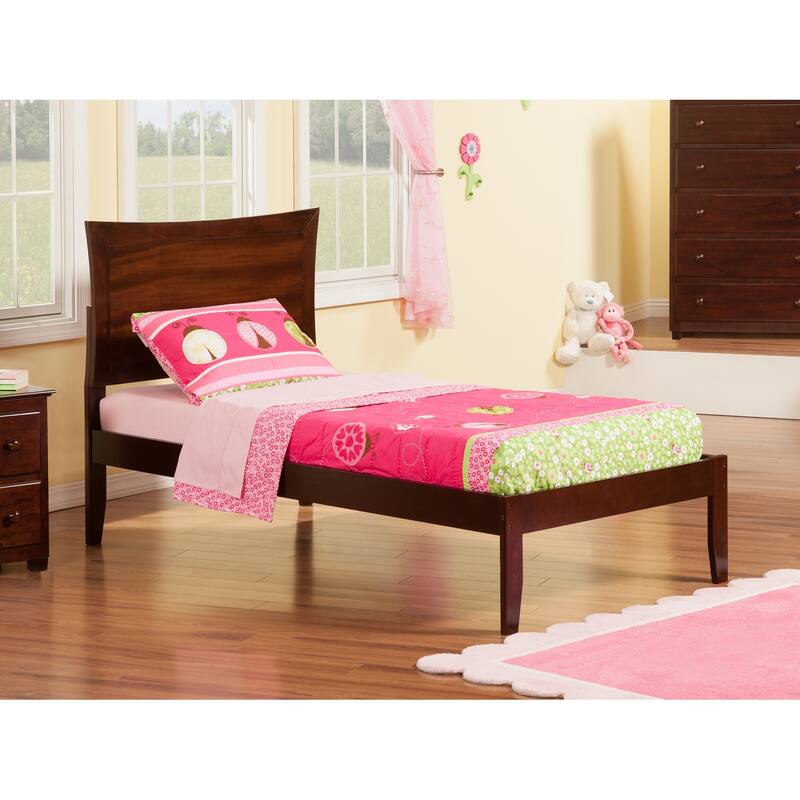 Metro Twin XL Platform Bed with USB Charger in Walnut - Brown - Twin XL
