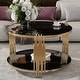preview thumbnail 1 of 23, Modern Black Mirror Coffee Table with Gold Finish & Lower Shelf by Harper&Bright Designs Black