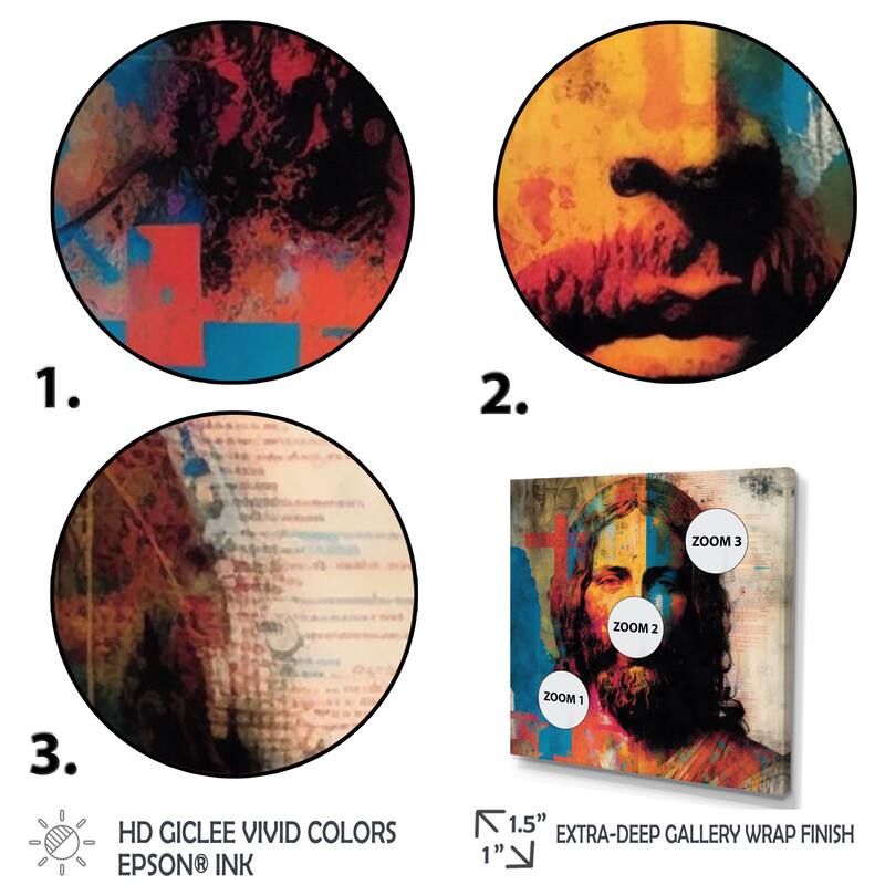 Designart 'Pop Art Jesus Portrait III' Spiritual Canvas Wall Art