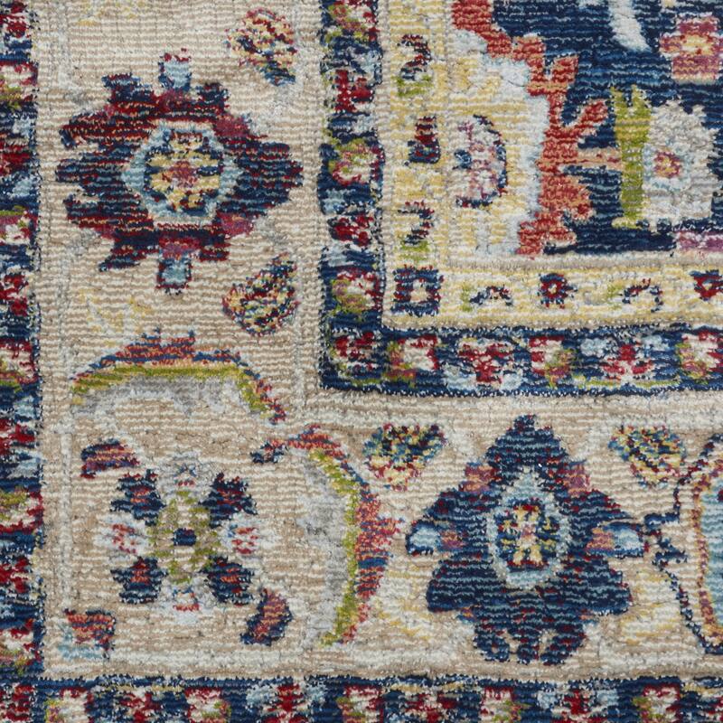 Power Loomed Distressed Floral Traditional Non Skid Area Rug - 118' X '94' X '0.5