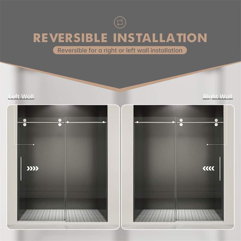 56"-60"W x 76"H Frameless Shower Door,Sliding Shower Door
