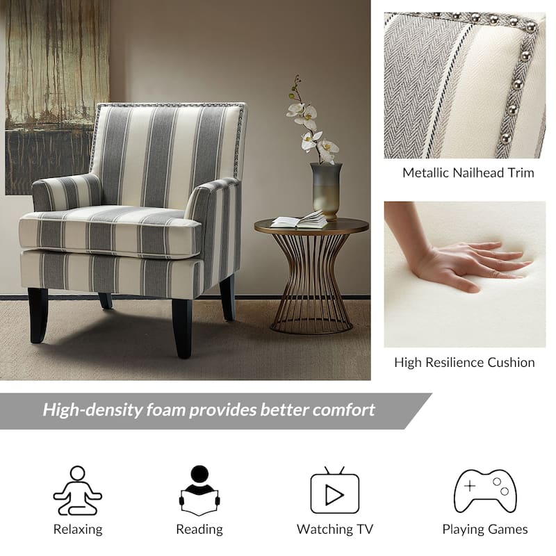 Akorda French Country Armchair with Nailhead Trim and Solid Wood Legs by HULALA HOME