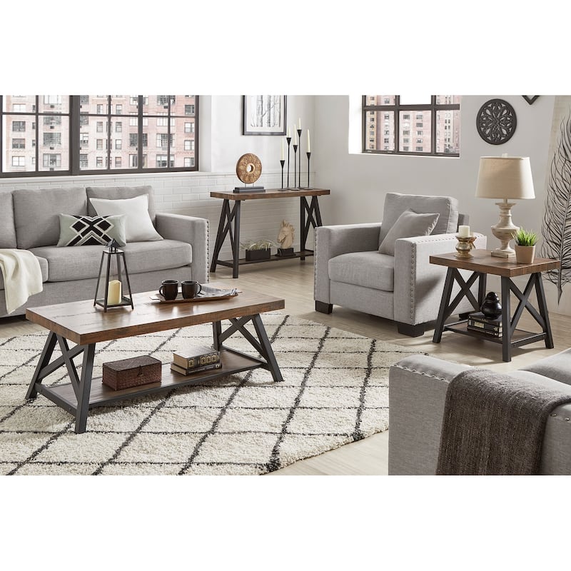 Bryson Rustic X-Base Sofa Entryway Table by iNSPIRE Q Classic