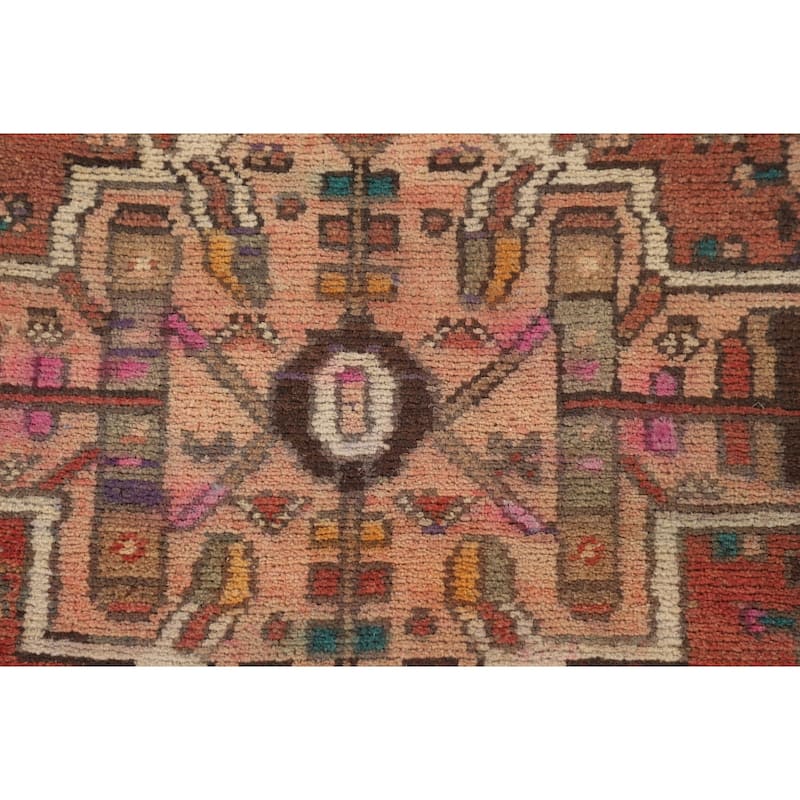 Geometric Zanjan Persian Vintage Runner Rug Handmade Wool Carpet - 3'7"x 9'10"