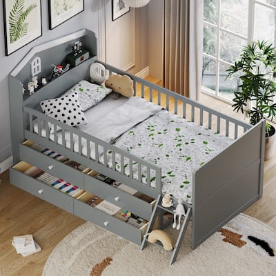 Twin Bed Frame with Storage 4 Drawers
