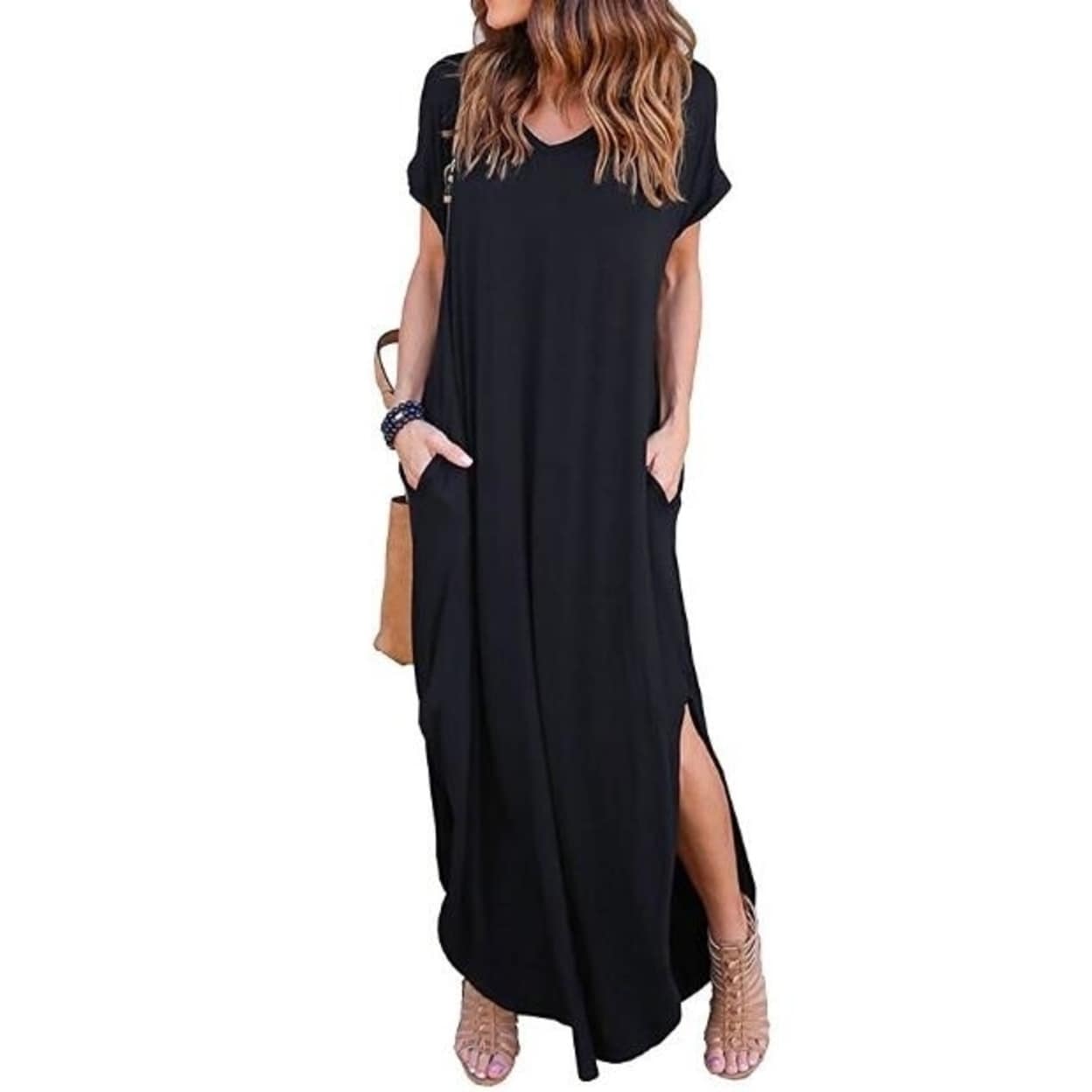 ladies maxi dresses with short sleeves