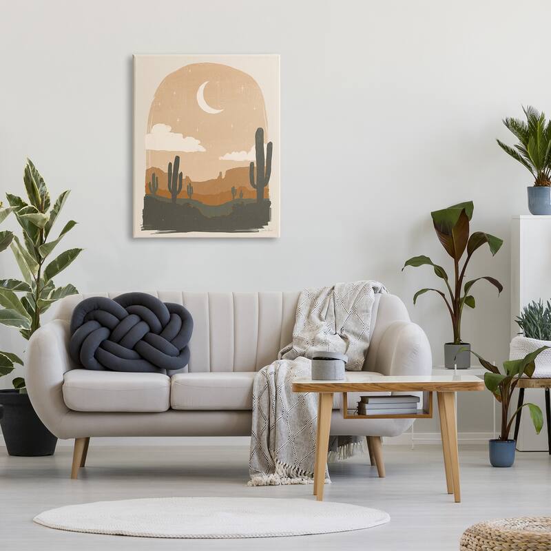Stupell Arid Desert Cactus Under Night Sky Stretched Canvas Wall Art, Design by Janelle Penner