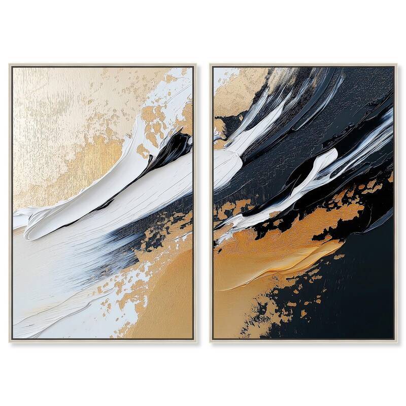 Forces III Canvas Set of 2 by Art Remedy - 30" x 45" - Silver