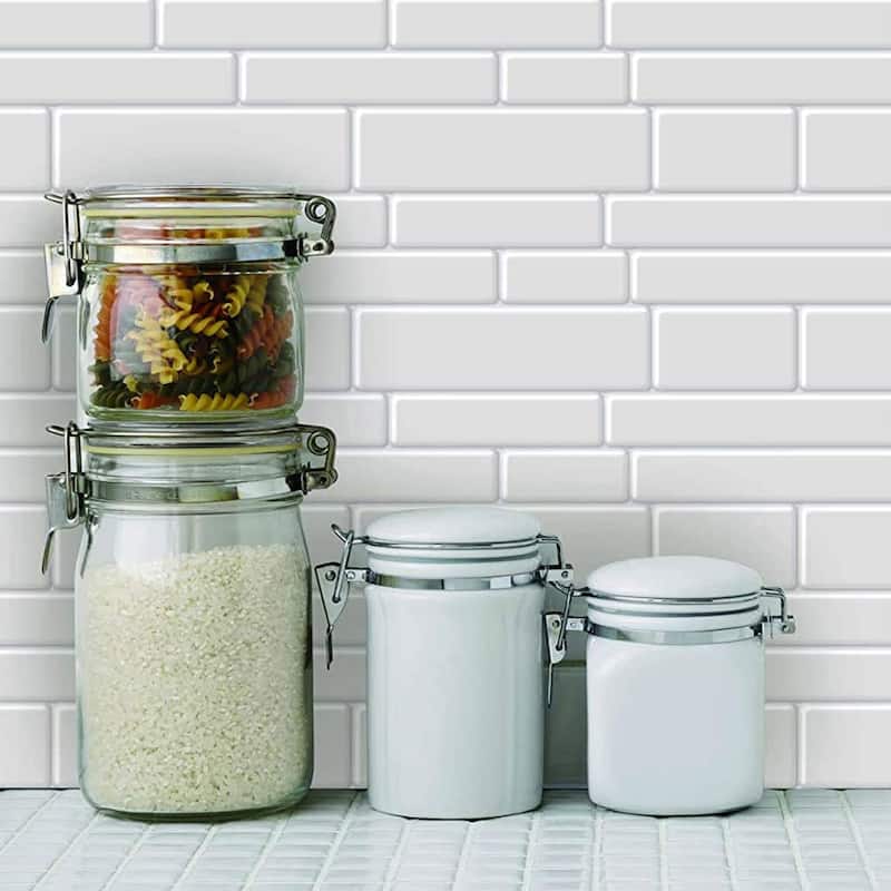 Art3d 12"×12" Vinyl Peel and Stick Backsplash Tile White Brick (10-Pack)