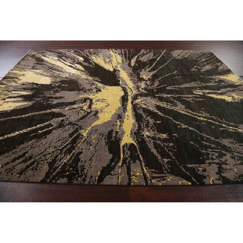 Vegetable Dye Abstract Contemporary Area Rug Hand-knotted Wool Carpet - 9'9" x 12'9"