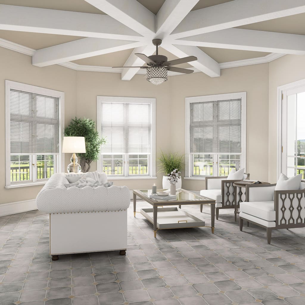 Merola Tile Laverton Octagon Gris with Taco Arena 7-7/8" x 7-7/8" Porcelain Floor and Wall Tile