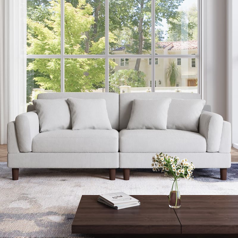 90.2"W Corduroy Upholstered 2 Seater Living Room Sofa