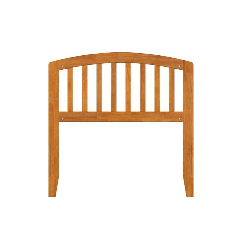 Twin Solid Wood Headboard with Attachable USB Charger in Light Toffee, Classic Panel Design with Modern Touch