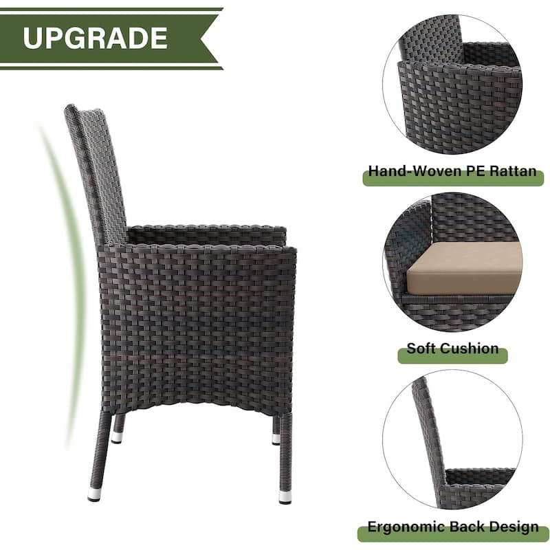 Kullavik Outdoor Dining Set, Rattan Patio Furniture Dining Table & Chairs