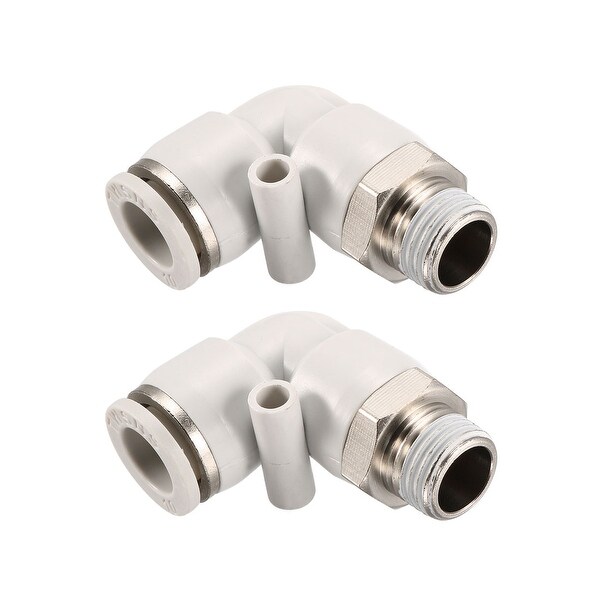 Pneumatic Push To Connect Fitting Male Elbow 10mm Tube OD X 1/4PT Thread 2Pcs