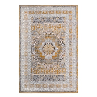 LOOM & LUXE Collection 2X3 Cream/Ivory/Medallion Non-Shedding Area Rug - 36" D x 24" W x 0.28" H