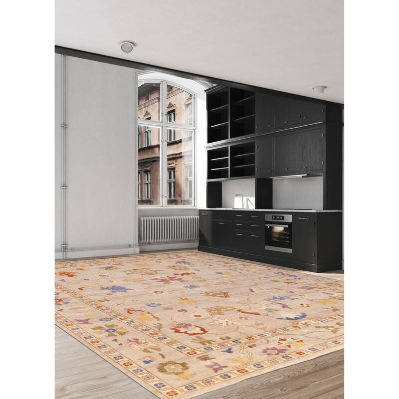 ECARPETGALLERY Hand-knotted Modern Oushak Light Grey Wool Rug - 9'10 x 13'10