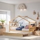 preview thumbnail 2 of 6, Full Size House Shaped Platform Bed Frame with Trundle, Natural