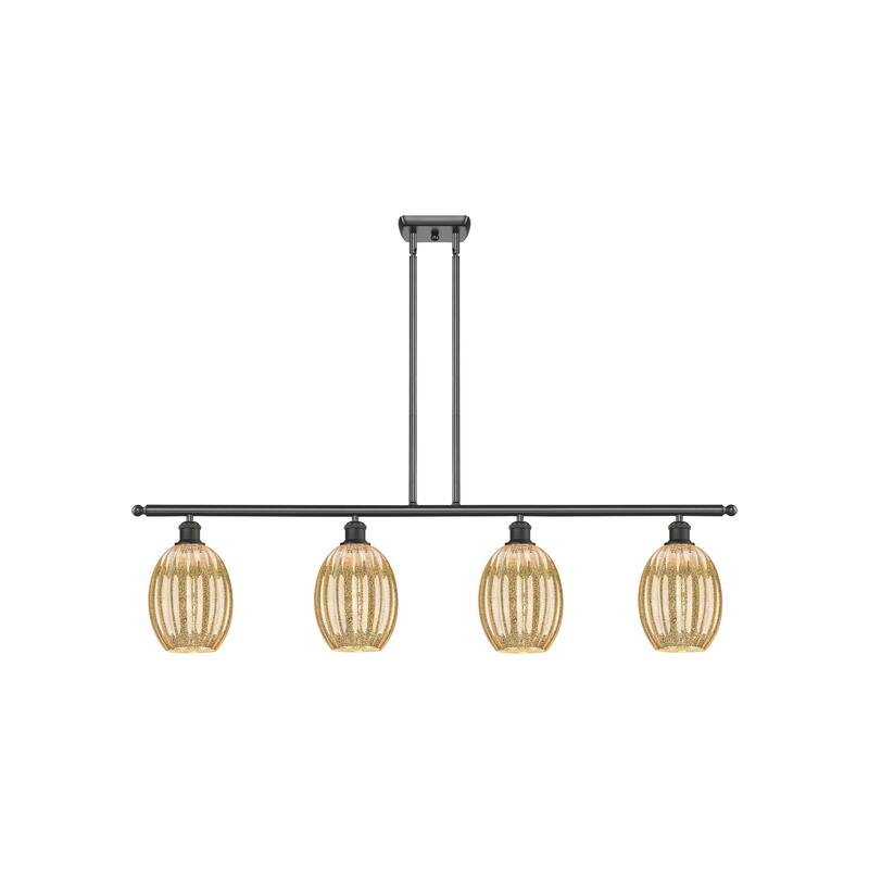 Innovations Lighting Endless Possibilities Ballston - Preston - 4 Light 48" Bulb Shade Stem Hung Island Light - Mercury/Oil Rubbed Bronze