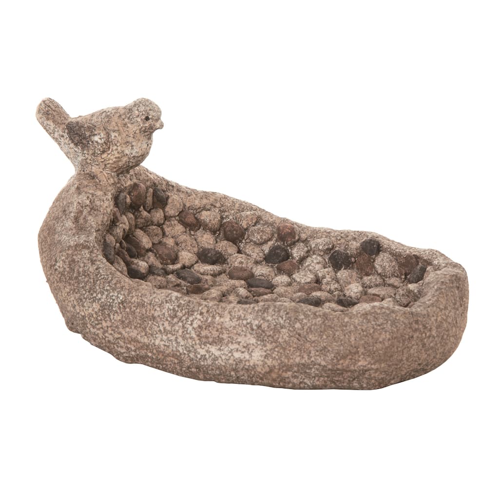 Transpac Resin 13.75" Gray Spring Faux Pebble Birdbath