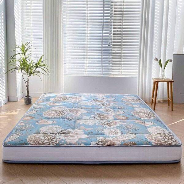 6-inch Thick Floral Pattern Floor Bed Futon Mattress - Bed Bath