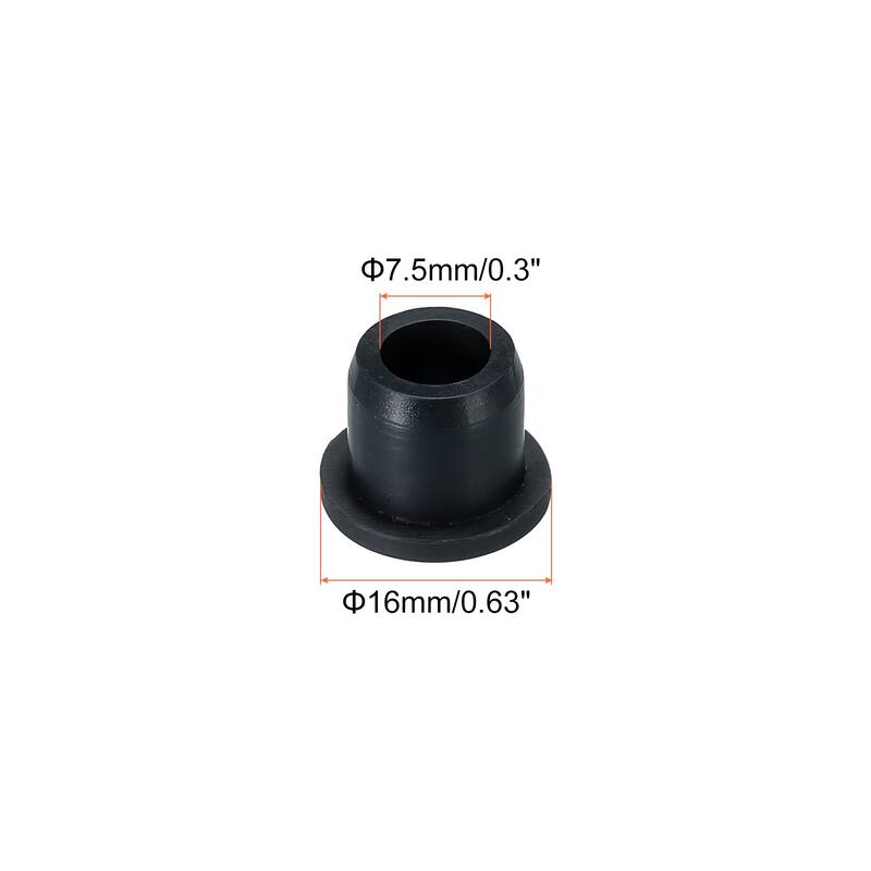 T Shape Rubber Grommet 0.55 Inch OD 0.24 Inch ID Seal for Cable Pack of 6 - Black - 16 x 7.5mm
