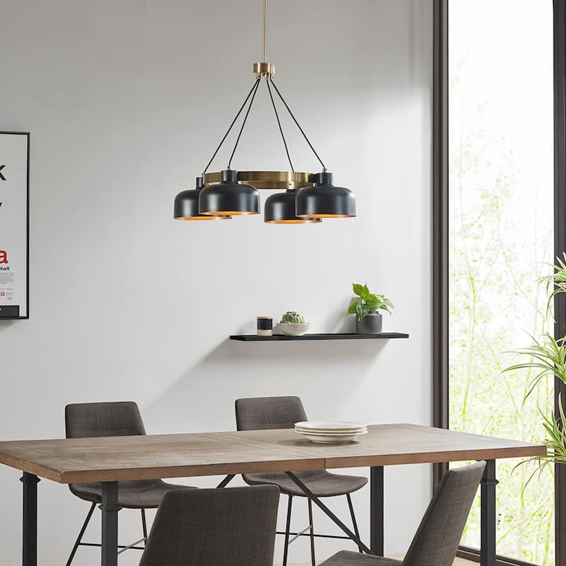 4-Light Metal Shade Chandelier