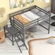 preview thumbnail 2 of 8, Grey Full Size Wood Loft Bed with Ladder and Fence for Bedroom