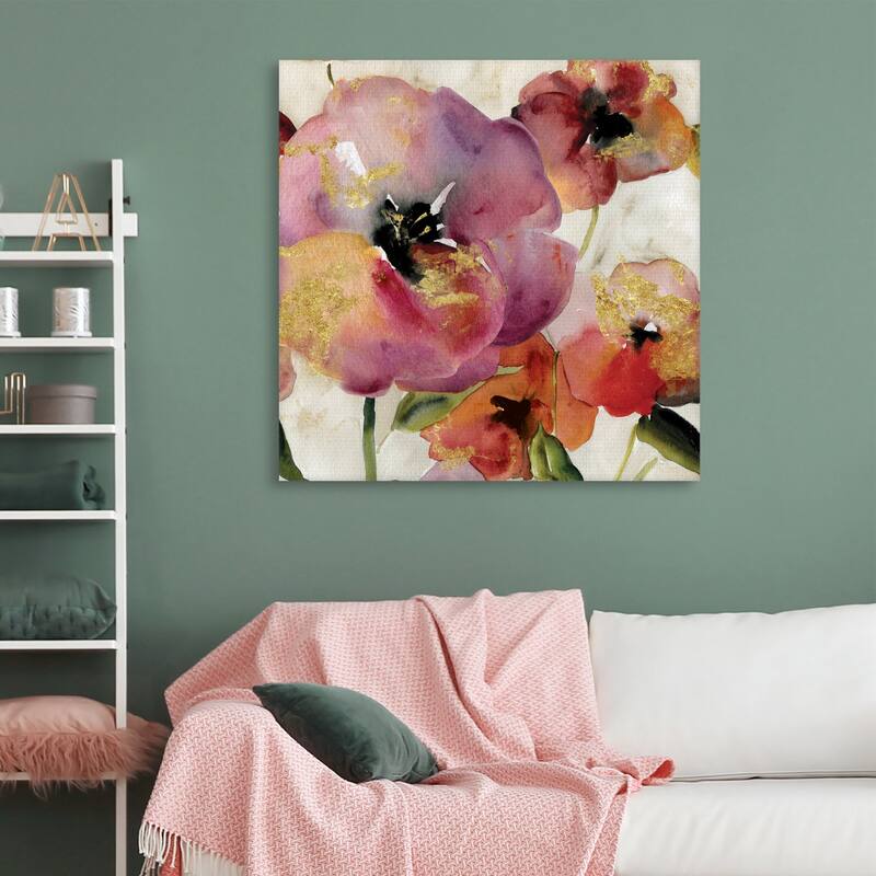 Gold Poppy Punch I Square by Carol Robinson Canvas Art Print