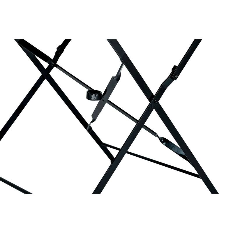 36" Black Rounded Aluminum Folding Outdoor Dining Table with Umbrella Hole