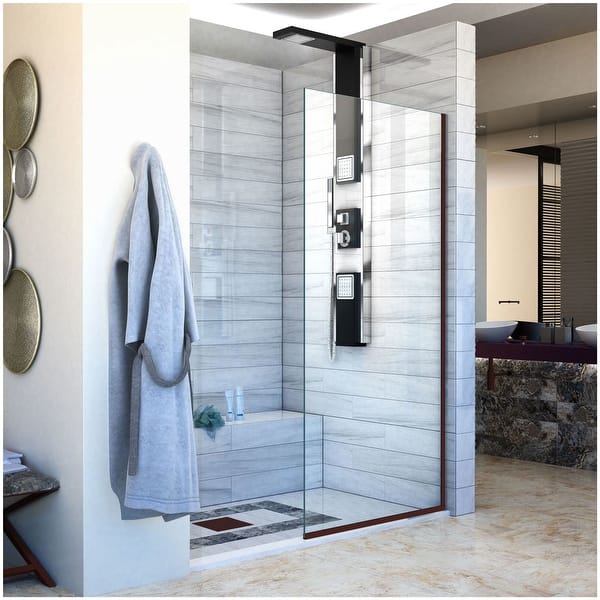 slide 2 of 18, DreamLine Linea Single Panel Frameless Shower Screen 30" W x 72" H, Oil Rubbed Bronze