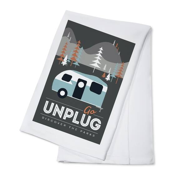 Go Unplug Camper Geometric Tree Vector LP Artwork (100% Cotton Towel ...