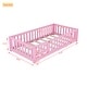 preview thumbnail 27 of 106, Twin/Full/Queen Size Floor Bed with Safety Guardrails for Kids, Wood Montessori Bedframe w/ Door, Children's Noiseless Beds