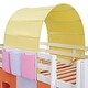preview thumbnail 9 of 10, Loft Bed Wood Bed Frame with Tent, Twin - Orange