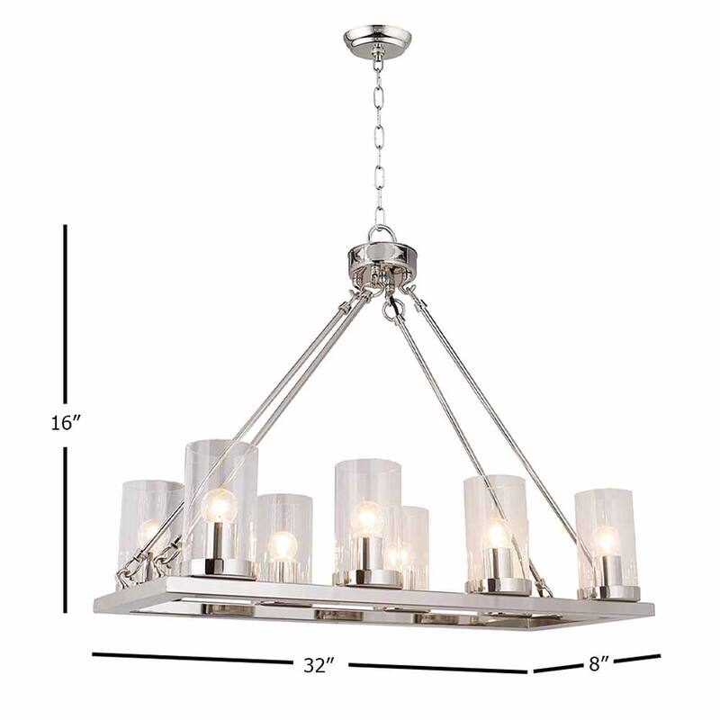 8 Light Candle Style Chandelier with Clear Glass Shade in Nickel