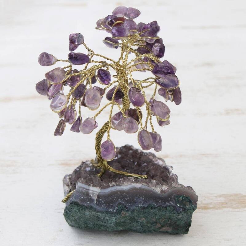 Handmade Amethyst Gemstone Sculpture (Brazil) - 3.1" H x 2.8" W x 2" D